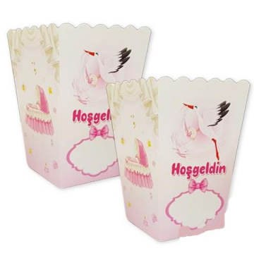 Popcorn Kutusu Hoşgeldin Bebeğim Pembe