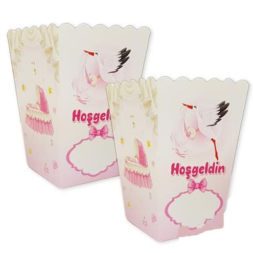 Popcorn Kutusu Hoşgeldin Bebeğim Pembe