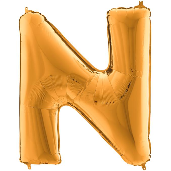 S/SHAPE FOİL BALON - LETTER -N- GOLD