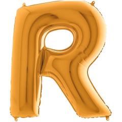 S/SHAPE FOİL BALON - LETTER -R- GOLD