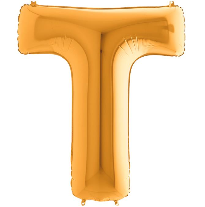 S/SHAPE FOİL BALON - LETTER -T- GOLD