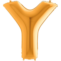 S/SHAPE FOİL BALON - LETTER -Y- GOLD