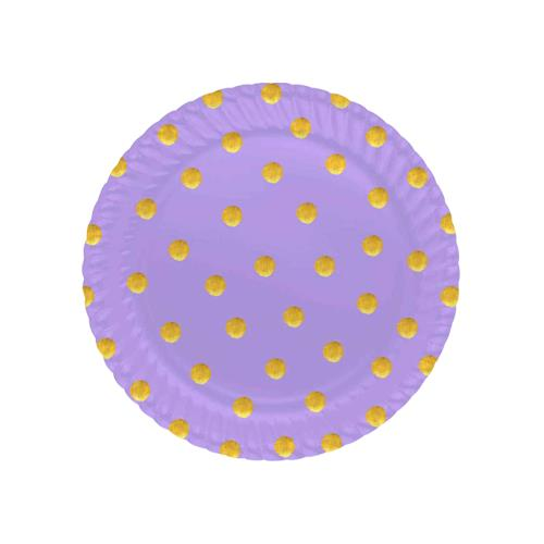 Puantiyeli Düşler Karton Tabak Lila Renk ( 8 Adet )