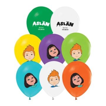 4+1 ASLAN BASKILI PASTEL RENK BALON (100'LÜK)