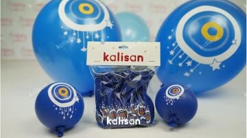 12'' NAZAR BONCUK BASKILI MAVİ BALON  ( 25 Lİ )